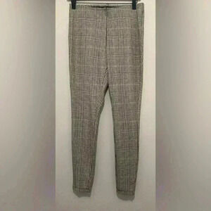 Jules & Leopold Stretch Plaid Pants/Leggings, Size Medium, Brown/Tan/Cream
